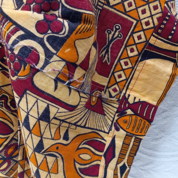 Unique One Of A Kind Hand Made Ethnic African Print Tunic  Sz S-M (T-382) - Picture 10 of 11